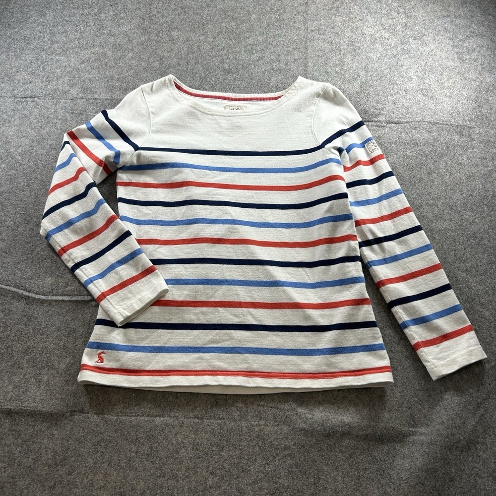 Joules Shirt Women's 6 Striped Long Sleeve Top Nautical White Red Blue Patriot